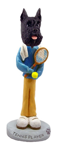 Black Schnauzer Tennis Player Doogie Collectible Dog Figurine