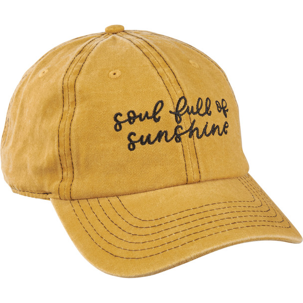 Hand Illustrated Soul Full of Sunshine Baseball Cap - Yellow Cotton - One Size Fits Most with Adjustable Buckle Closure from Primitives by Kathy
