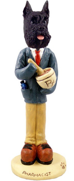 Black Schnauzer Pharmacist Doogie Collectible Dog Figurine