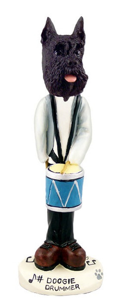 Black Schnauzer Drummer Doogie Collectible Dog Figurine