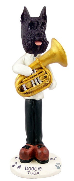 Black Schnauzer Tuba Doogie Collectible Dog Figurine