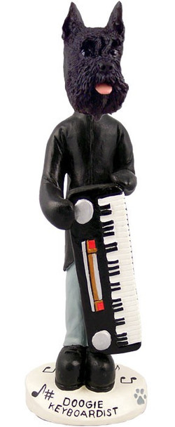 Black Schnauzer Keyboardist Doogie Collectible Dog Figurine