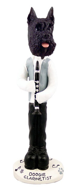 Black Schnauzer Clarinetist Doogie Collectible Dog Figurine