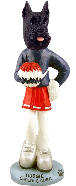 Black Schnauzer Cheerleader Doogie Collectible Dog Figurine