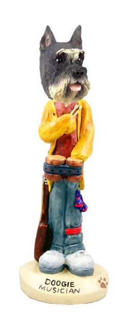 Gray Schnauzer Musician Doogie Collectible Dog Figurine