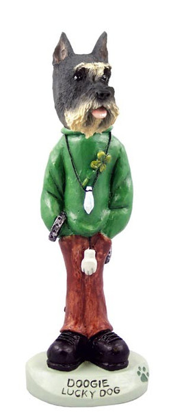 Gray Schnauzer Lucky Doogie Collectible Dog Figurine