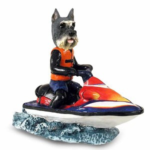 Gray Schnauzer Jet Ski Doogie Collectible Dog Figurine