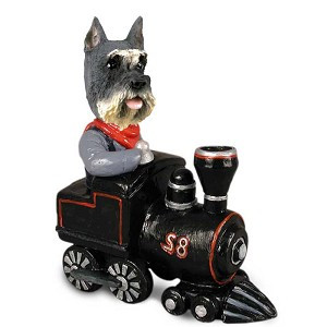 Gray Schnauzer Train Doogie Collectible Dog Figurine