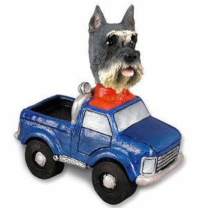Gray Schnauzer Pickup Doogie Collectible Dog Figurine