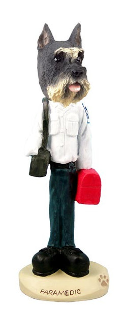 Gray Schnauzer Paramedic Doogie Collectible Dog Figurine