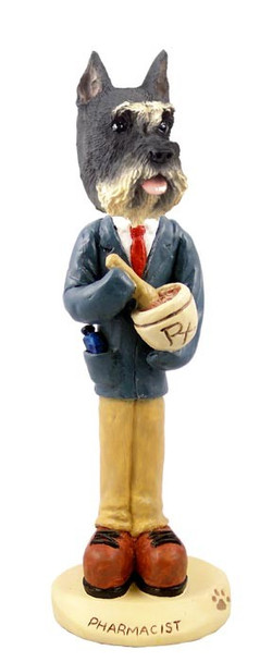 Gray Schnauzer Pharmacist Doogie Collectible Dog Figurine