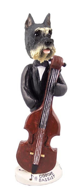 Gray Schnauzer Bassist Doogie Collectible Dog Figurine