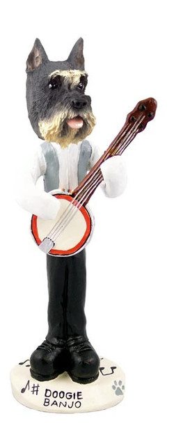 Gray Schnauzer Banjo Doogie Collectible Dog Figurine