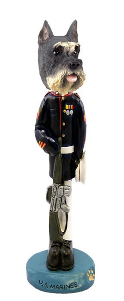 Gray Schnauzer U S Marines Doogie Collectible Dog Figurine