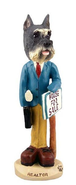 Gray Schnauzer Male Realtor Doogie Collectible Dog Figurine