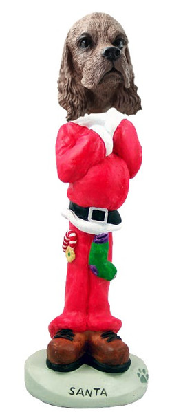 Brown Cocker Spaniel Santa Doogie Collectible Dog Figurine