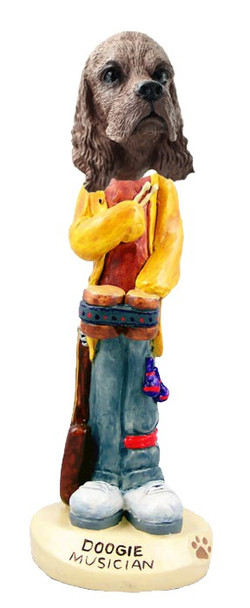 Brown Cocker Spaniel Musician Doogie Collectible Dog Figurine