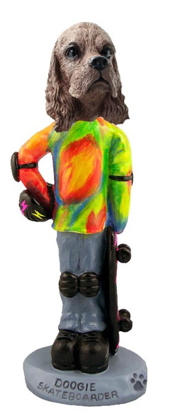Brown Cocker Spaniel Skateboarder Doogie Collectible Dog Figurine