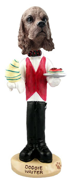Brown Cocker Spaniel Waiter Doogie Collectible Dog Figurine