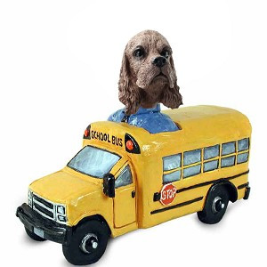 Brown Cocker Spaniel School Bus Doogie Collectible Dog Figurine