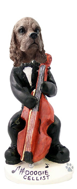 Brown Cocker Spaniel Cellist Doogie Collectible Dog Figurine