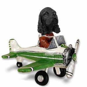 Black Cocker Spaniel Airplane Doogie Collectible Dog Figurine