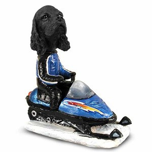 Black Cocker Spaniel Snowmobile Doogie Collectible Dog Figurine