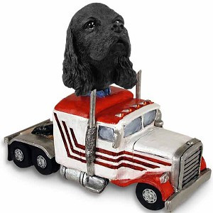 Black Cocker Spaniel Truck Tractor Doogie Collectible Dog Figurine