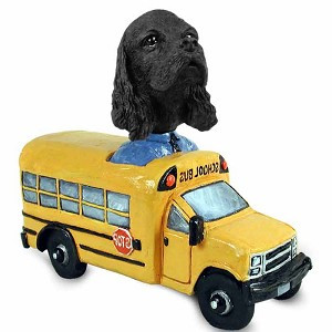 Black Cocker Spaniel School Bus Doogie Collectible Dog Figurine