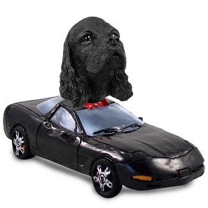 Black Cocker Spaniel Sports Car Doogie Collectible Dog Figurine