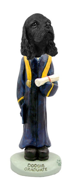 Black Cocker Spaniel Graduate Doogie Collectible Dog Figurine