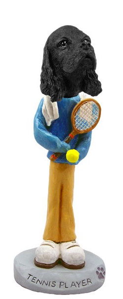 Black Cocker Spaniel Tennis Player Doogie Collectible Dog Figurine