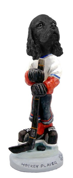 Black Cocker Spaniel Hockey Player Doogie Collectible Dog Figurine