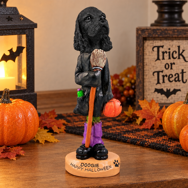 Black Cocker Spaniel Happy Halloween Doogie Collectible Dog Figurine