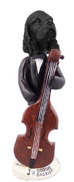Black Cocker Spaniel Bassist Doogie Collectible Dog Figurine