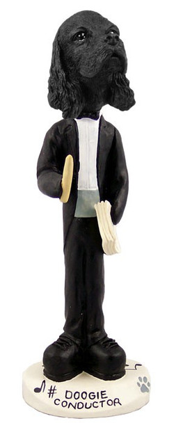 Black Cocker Spaniel Conductor Doogie Collectible Dog Figurine