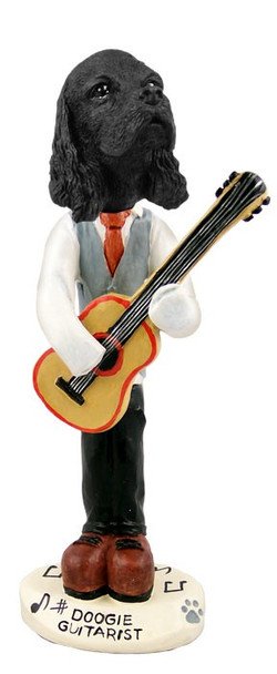 Black Cocker Spaniel Guitarist Doogie Collectible Dog Figurine