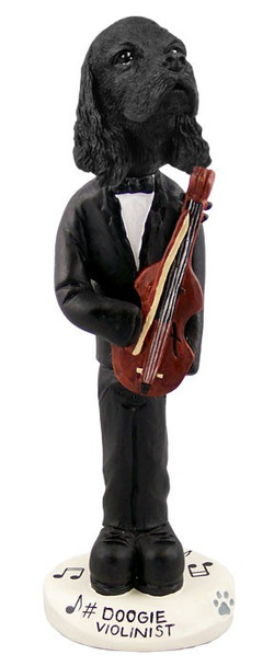 Black Cocker Spaniel Violinist Doogie Collectible Dog Figurine