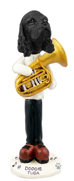 Black Cocker Spaniel Tuba Doogie Collectible Dog Figurine