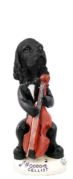 Black Cocker Spaniel Cellist Doogie Collectible Dog Figurine
