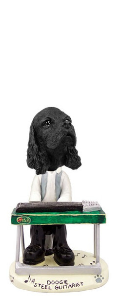 Black Cocker Spaniel Steel Guitarist Doogie Collectible Dog Figurine