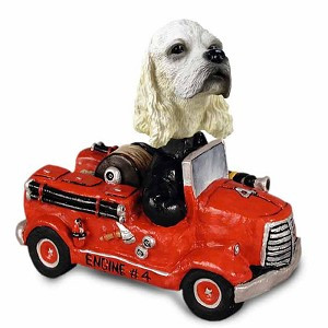 Blonde Cocker Spaniel Fire Engine Doogie Collectible Dog Figurine