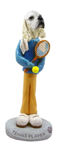 Blonde Cocker Spaniel Tennis Player Doogie Collectible Dog Figurine