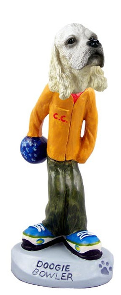 Blonde Cocker Spaniel Bowler Doogie Collectible Dog Figurine