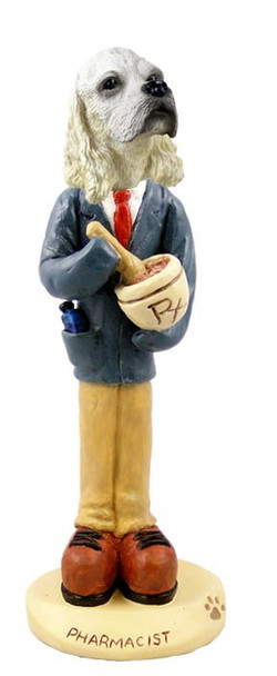 Blonde Cocker Spaniel Pharmacist Doogie Collectible Dog Figurine