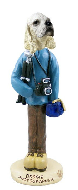 Blonde Cocker Spaniel Photographer Doogie Collectible Dog Figurine