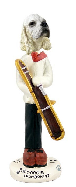 Blonde Cocker Spaniel Trombonist Doogie Collectible Dog Figurine