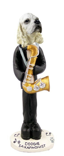 Blonde Cocker Spaniel Saxophonist Doogie Collectible Dog Figurine