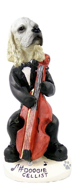 Blonde Cocker Spaniel Cellist Doogie Collectible Dog Figurine