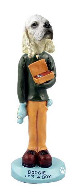 Blonde Cocker Spaniel It's a Boy Doogie Collectible Dog Figurine